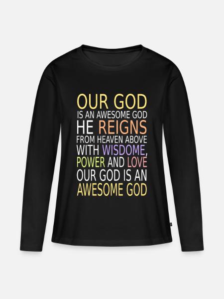 Awesome God - Frauen Premium Bio Langarmshirt - Schwarz