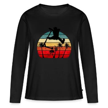 Stunt Scooter Palms - T-shirt manches longues Premium bio Femme - noir - Devant - Julia (174cm)