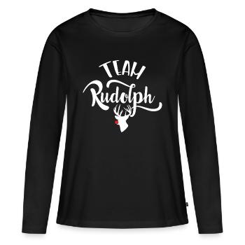 Team Rudolph Rentier Rudolf Weihnachten Geschenk - Frauen Premium Bio Langarmshirt - Schwarz - Vorne - Julia (174cm)