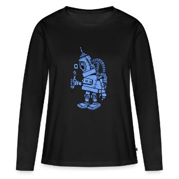 Roboter in Liebe blau - Frauen Premium Bio Langarmshirt - Schwarz - Vorne - Julia (174cm)