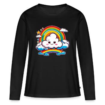 Cute cloud with rainbow - Women's Premium Organic Long Sleeve Shirt - black - Front - Julia (174cm)