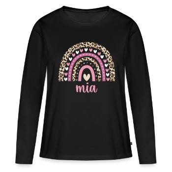 Mia Regenbogen Name Geburtstag Mia - Frauen Premium Bio Langarmshirt - Schwarz - Vorne - Julia (174cm)
