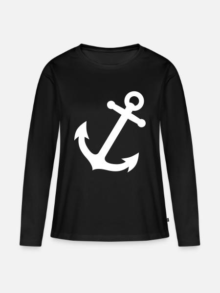 Anker - Frauen Premium Bio Langarmshirt - Schwarz