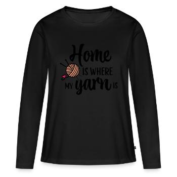 La maison est l'endroit où se trouve mon fil - T-shirt manches longues Premium bio Femme - noir - Devant - Julia (174cm)