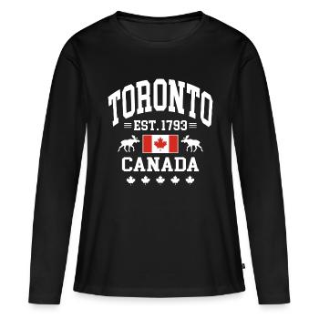 Toronto - T-shirt manches longues Premium bio Femme - noir - Devant - Julia (174cm)