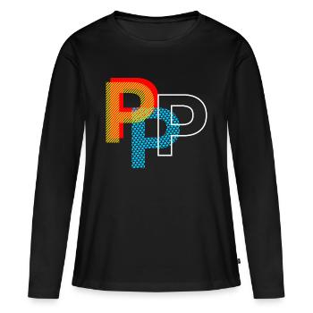 Lettre P - T-shirt manches longues Premium bio Femme - noir - Devant - Julia (174cm)