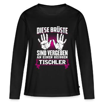 TISCHLER - Brüste - Frauen Premium Bio Langarmshirt - Schwarz - Vorne - Julia (174cm)