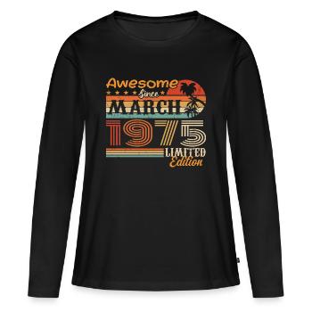 Mars 1975 Vintage 1975 rétro cadeau d’anniversaire - T-shirt manches longues Premium bio Femme - noir - Devant - Julia (174cm)