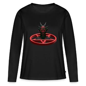Teufel Pentagram Satan Horror - Frauen Premium Bio Langarmshirt - Schwarz - Vorne - Julia (174cm)
