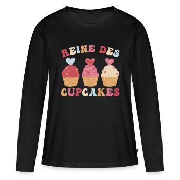 Reine des cupcakes cadeau pâtisserie patissière - T-shirt manches longues Premium bio Femme - noir - Devant - Julia (174cm)