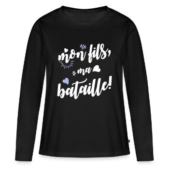 Mon fils, ma bataille! - T-shirt manches longues Premium bio Femme - noir - Devant - Julia (174cm)