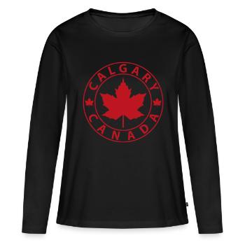 Calgary - T-shirt manches longues Premium bio Femme - noir - Devant - Julia (174cm)