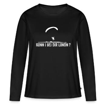 Konn i bei dir londn? Paragliding - Frauen Premium Bio Langarmshirt - Schwarz - Vorne - Julia (174cm)