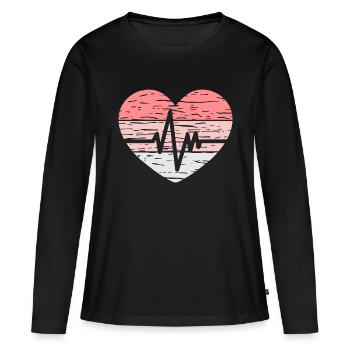 Infirmière Vintage Heartbeat - T-shirt manches longues Premium bio Femme - noir - Devant - Julia (174cm)