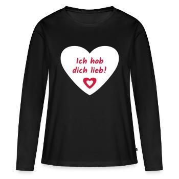 Je t’ai Cœur d’Amour - T-shirt manches longues Premium bio Femme - noir - Devant - Julia (174cm)