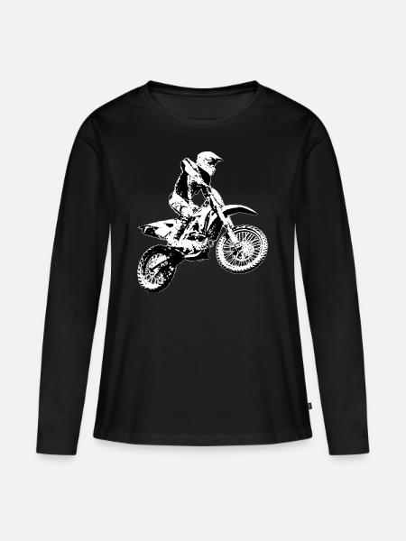 Motocross - Ekologisk långärmad premium-T-shirt dam - svart