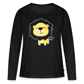 Lion jaune - T-shirt manches longues Premium bio Femme - noir - Devant - Julia (174cm)