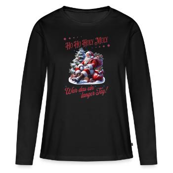 Ho Ho Holy Moly – Le Père Noël a besoin d’une pause ! - T-shirt manches longues Premium bio Femme - noir - Devant - Julia (174cm)