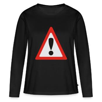 panneau d'avertissement - T-shirt manches longues Premium bio Femme - noir - Devant - Julia (174cm)