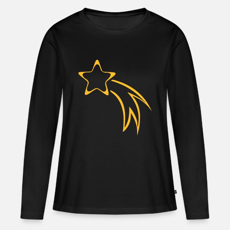 STERNSCHNUPPE - Frauen Premium Bio Langarmshirt - Schwarz