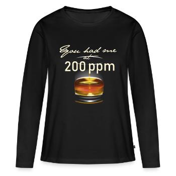 Whisky Tumbler 200 ppm - T-shirt manches longues Premium bio Femme - noir - Devant - Julia (174cm)