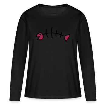Fish Bones Love - T-shirt manches longues Premium bio Femme - noir - Devant - Julia (174cm)