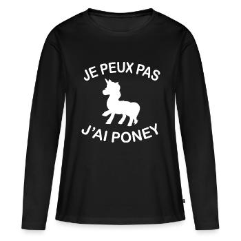 Je Peux Pas J'ai Poney - T-shirt manches longues Premium bio Femme - noir - Devant - Julia (174cm)