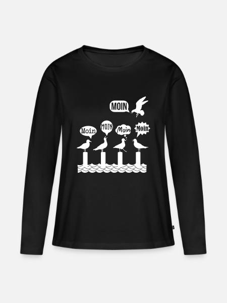 Moin Möwe witziges Norddeutschland Motiv - Frauen Premium Bio Langarmshirt - Schwarz