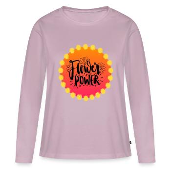 Flower Power 60 s 70 s - Frauen Premium Bio Langarmshirt - Altrosa - Vorne - Julia (174cm)