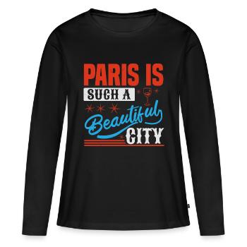 PARIS EST UNE SI BELLE VILLE - T-shirt manches longues Premium bio Femme - noir - Devant - Julia (174cm)