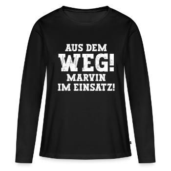 Marvin Lustiger Spruch Vorname Name Marvin - Frauen Premium Bio Langarmshirt - Schwarz - Vorne - Julia (174cm)
