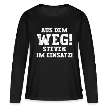 Steven Lustiger Spruch Vorname Name Steven - Frauen Premium Bio Langarmshirt - Schwarz - Vorne - Julia (174cm)
