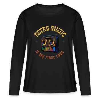 La musique rétro est mon premier amour - T-shirt manches longues Premium bio Femme - noir - Devant - Julia (174cm)