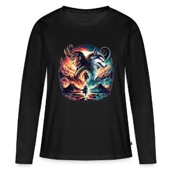 Clash of the Gods of Midgard - Vikings Fantasy - Women's Premium Organic Long Sleeve Shirt - black - Front - Julia (174cm)