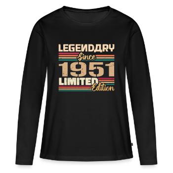 1951 Millésime 1951 Anniversaire Né En 1951 - T-shirt manches longues Premium bio Femme - noir - Devant - Julia (174cm)