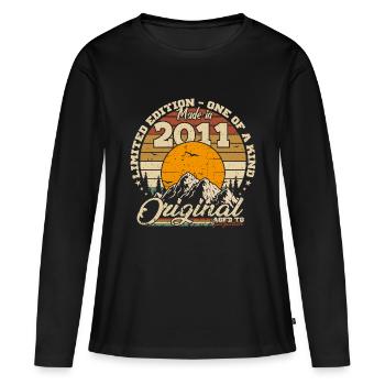Made in 2011 Geburtstagsgeschenk 2011 Retro 2011 - Frauen Premium Bio Langarmshirt - Schwarz - Vorne - Julia (174cm)