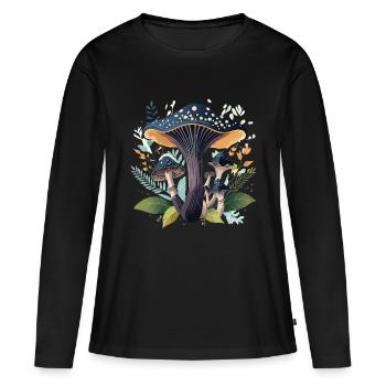 Champignon fantaisie - T-shirt manches longues Premium bio Femme - noir - Devant - Julia (174cm)