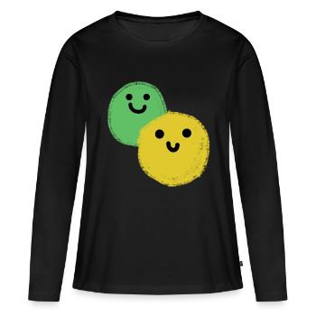 Deux boules - T-shirt manches longues Premium bio Femme - noir - Devant - Julia (174cm)