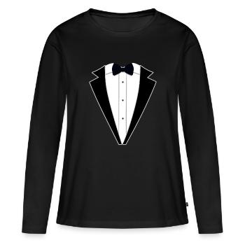 Smoking de fête vintage - T-shirt manches longues Premium bio Femme - noir - Devant - Julia (174cm)