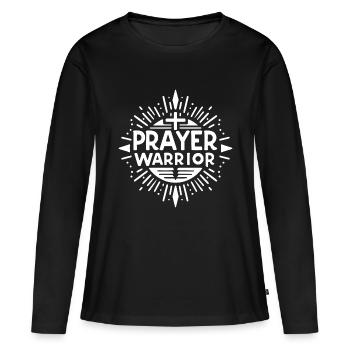 Guerrier de la prière - T-shirt manches longues Premium bio Femme - noir - Devant - Julia (174cm)