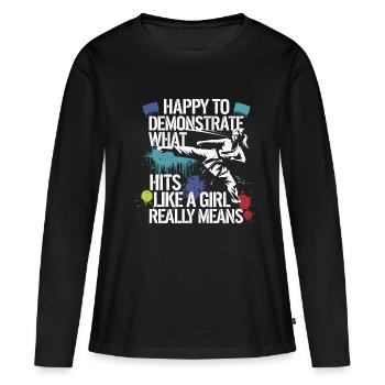 Strong girls show what they can do - Women's Premium Organic Long Sleeve Shirt - black - Front - Julia (174cm)