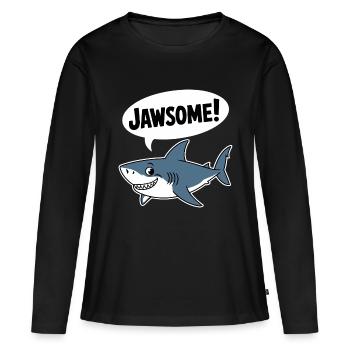 Mâchoire ! - Drôle de requin - T-shirt manches longues Premium bio Femme - noir - Devant - Julia (174cm)