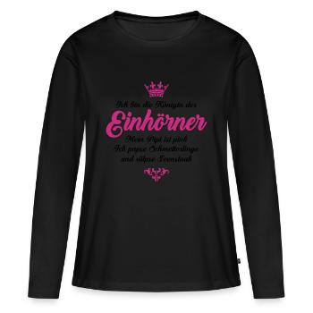 Königin der Einhörner - Frauen Premium Bio Langarmshirt - Schwarz - Vorne - Julia (174cm)