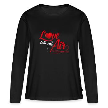 L'amour est dans l'air - coeur relation romantique amour - T-shirt manches longues Premium bio Femme - noir - Devant - Julia (174cm)