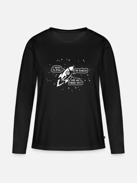 Weltraum Rakete - Frauen Premium Bio Langarmshirt - Schwarz