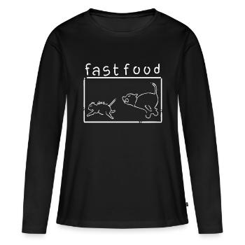 Restauration rapide - T-shirt manches longues Premium bio Femme - noir - Devant - Julia (174cm)