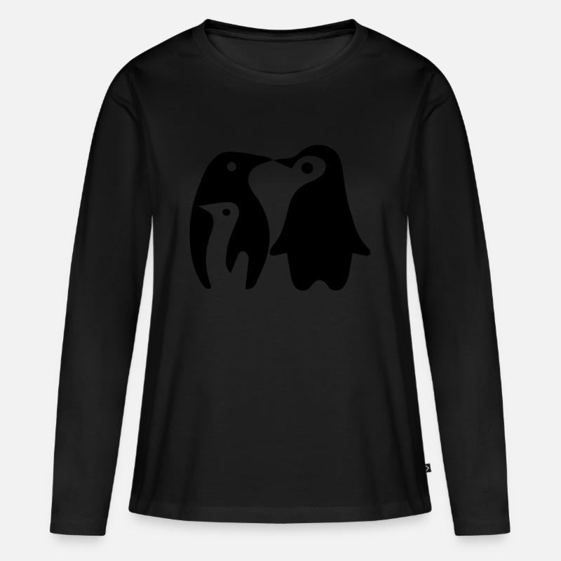 Pinguine - Frauen Premium Bio Langarmshirt - Schwarz