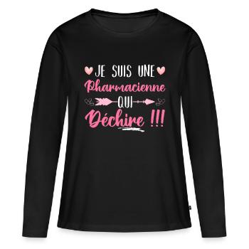 Je suis une pharmacienne qui déchire humour cadeau - T-shirt manches longues Premium bio Femme - noir - Devant - Julia (174cm)