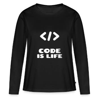 codeur programmeur idée cadeau - T-shirt manches longues Premium bio Femme - noir - Devant - Julia (174cm)