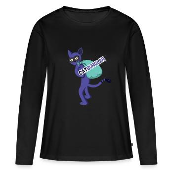Voleur de chats Voleur de chats - T-shirt manches longues Premium bio Femme - noir - Devant - Julia (174cm)
